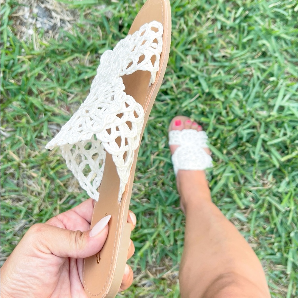 White Crochet Boho Sandals - Picture 4 of 5